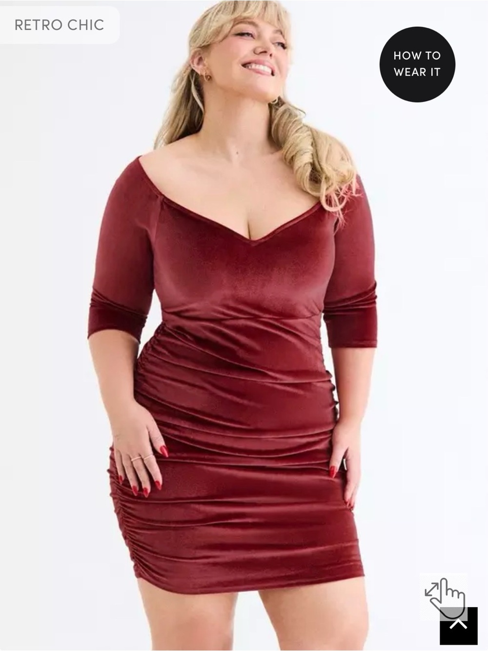NWT! Torrid Off-Shoulder Ruched Velvet Dress in Wine - size XL or 14/16